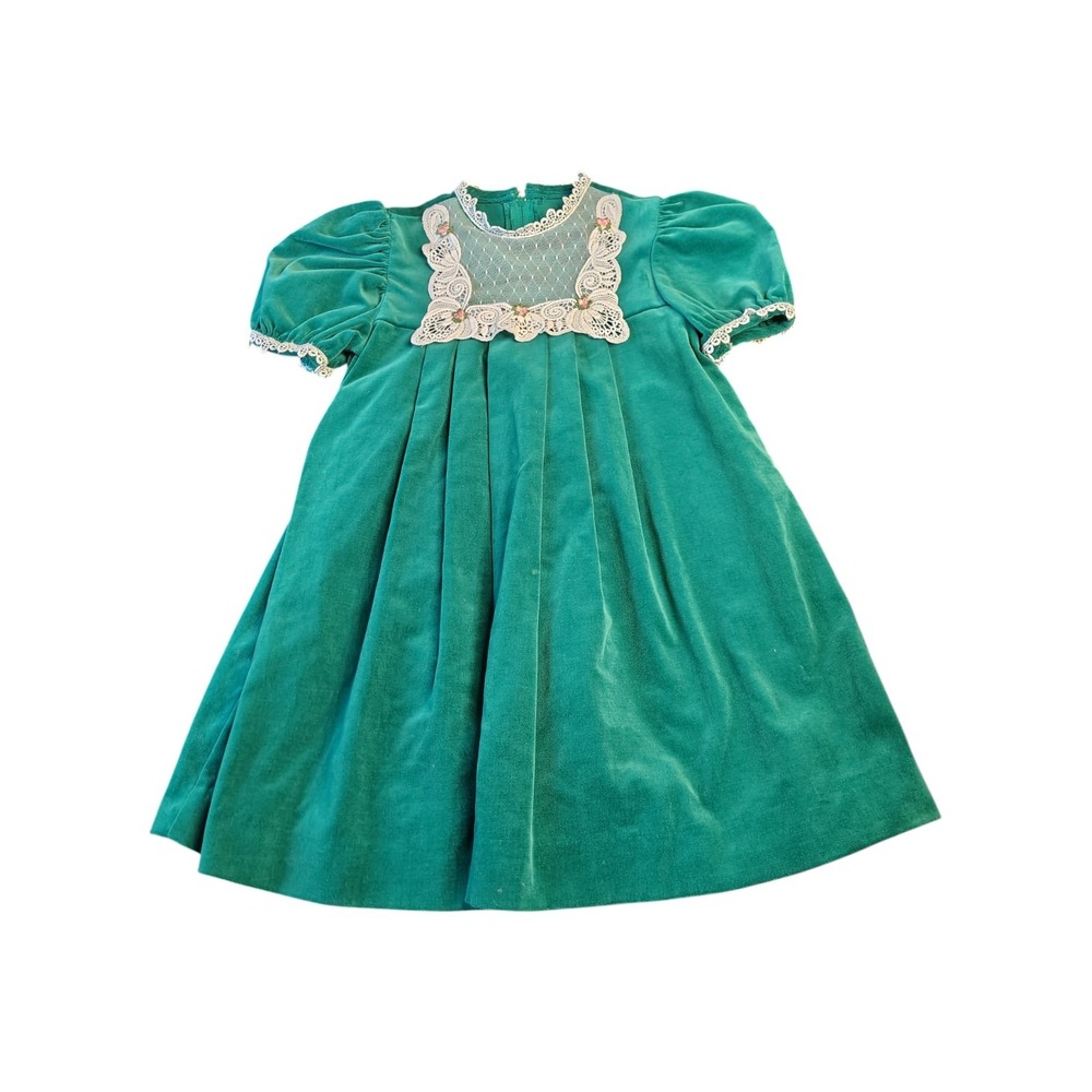 GOODLAD Of Philadelphia Vintage Velvet Green ‎ Dress Lace 6x